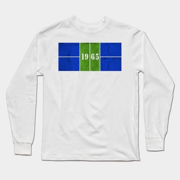 1965 Distressed Pickleball Court Blue/Green Long Sleeve T-Shirt by BitterOranges